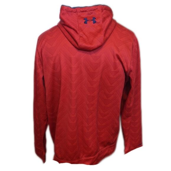 5/$55 Under Armour red/orange hoodie sweatshirt, blue/navy logo & hood lining L - Picture 2 of 5